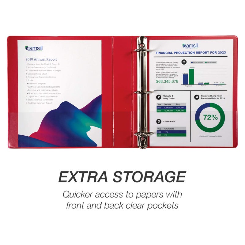 Samsill Durable 1.5 inch 3 Ring Binder, Made in USA, D Ring Binder, FSC 100% Recycled Chipboard, Red, 4 Pack - Image 4